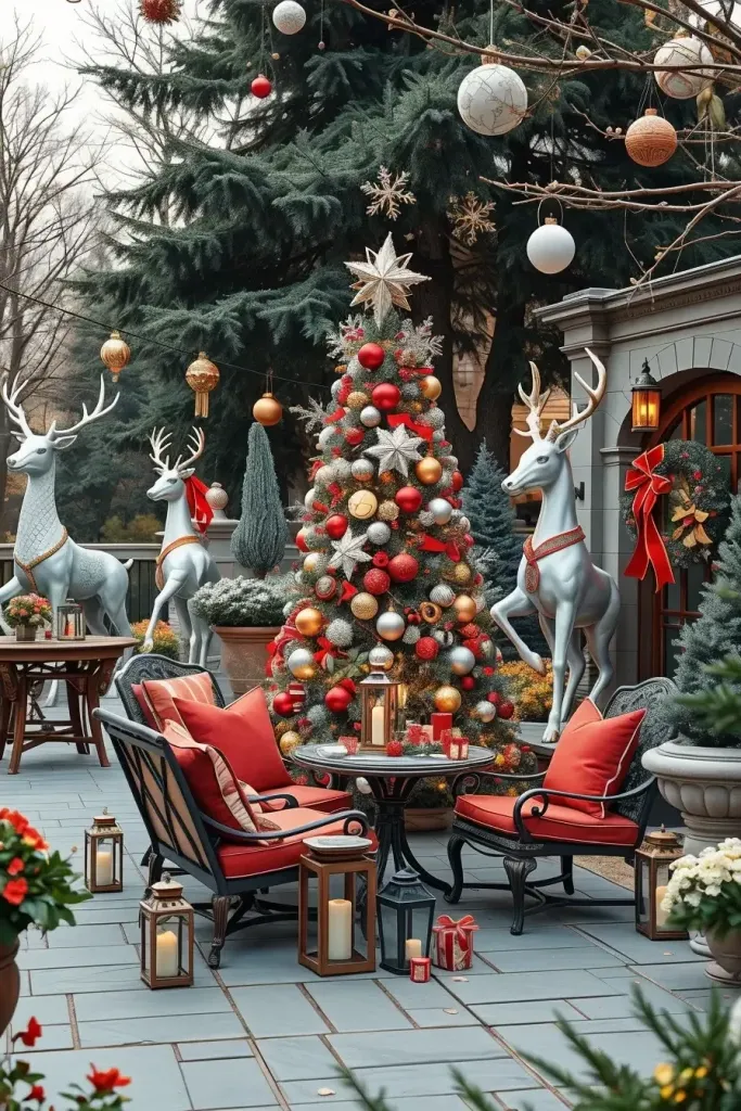 Outdoor Red and Silver Christmas Tree Decor - photo 2