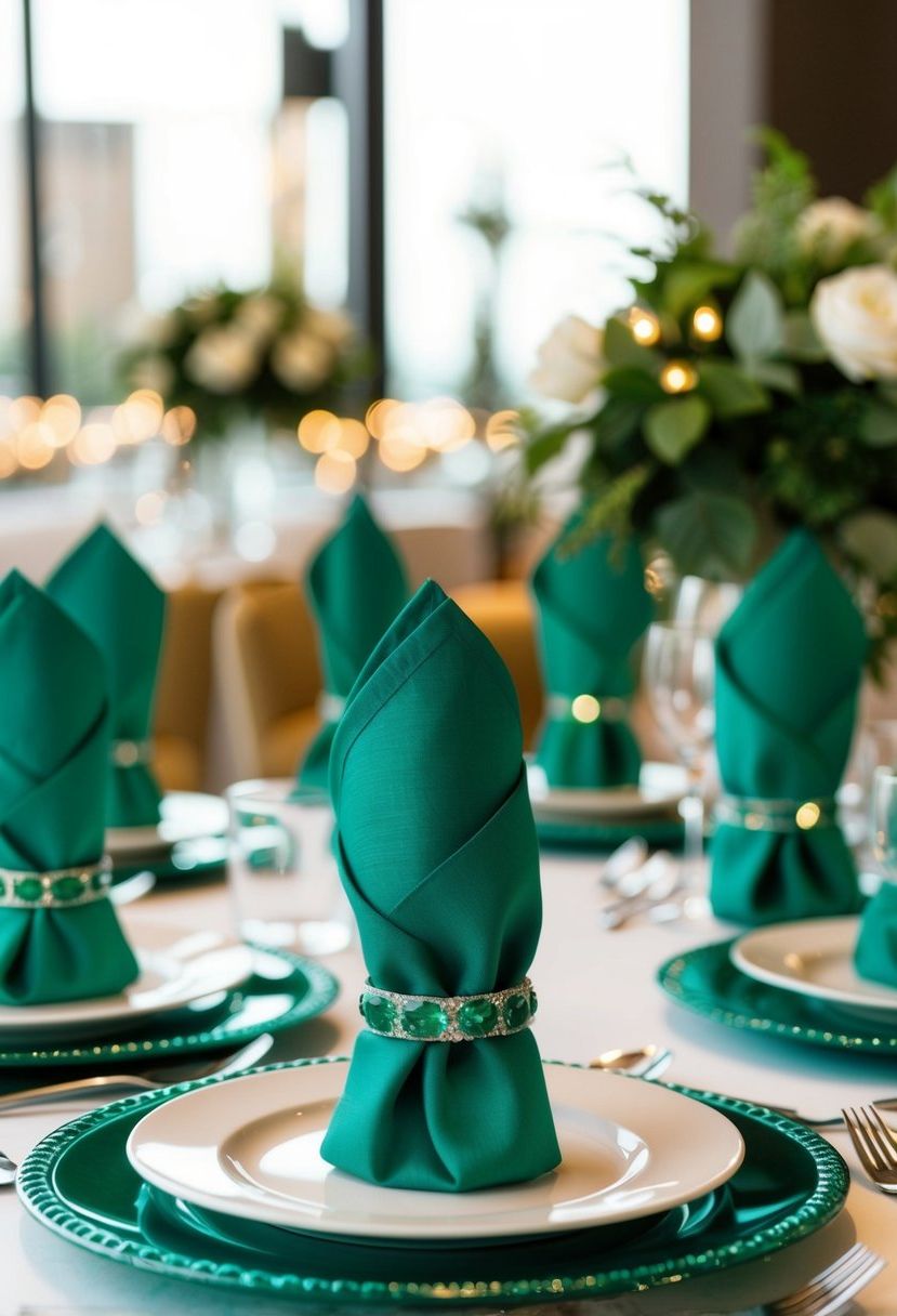 6) Emerald Green Napkin Rings