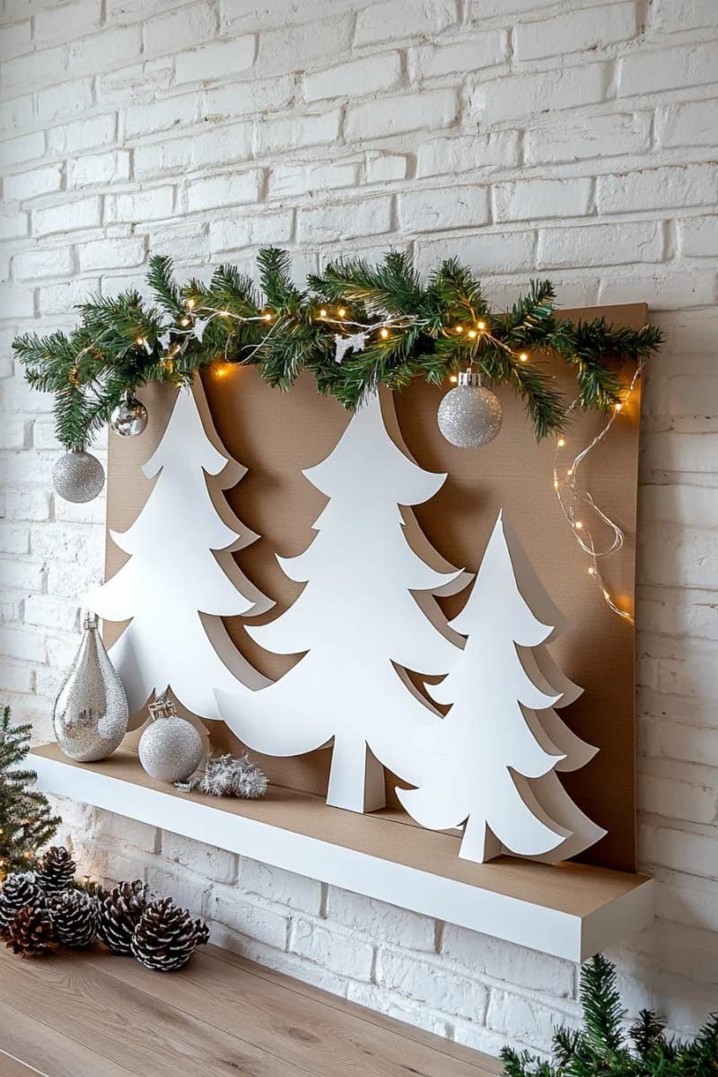 10. Stacked White Cardboard Tree Cutouts - photo 2