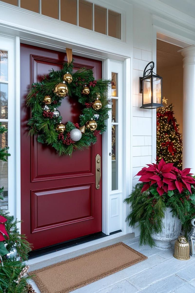 14. Traditional Wreath with Jingle Bells and Pine Cones