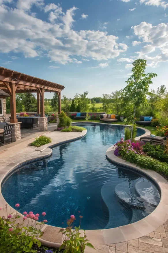 Pool Area Ideas with a Cozy Pergola