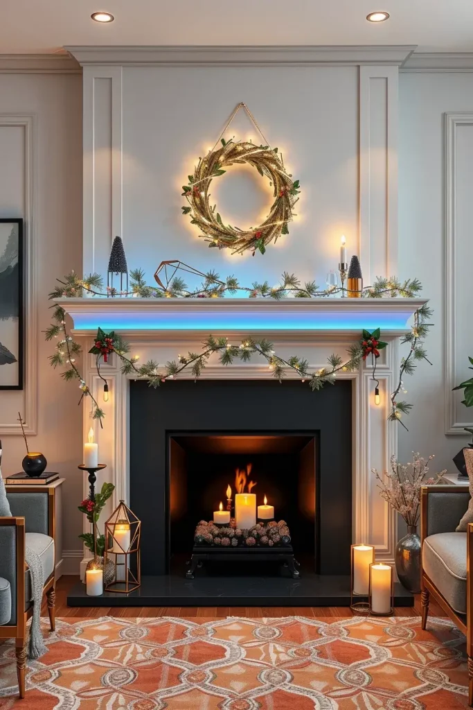 Decorating a Christmas Fireplace with LED Lights - photo 2
