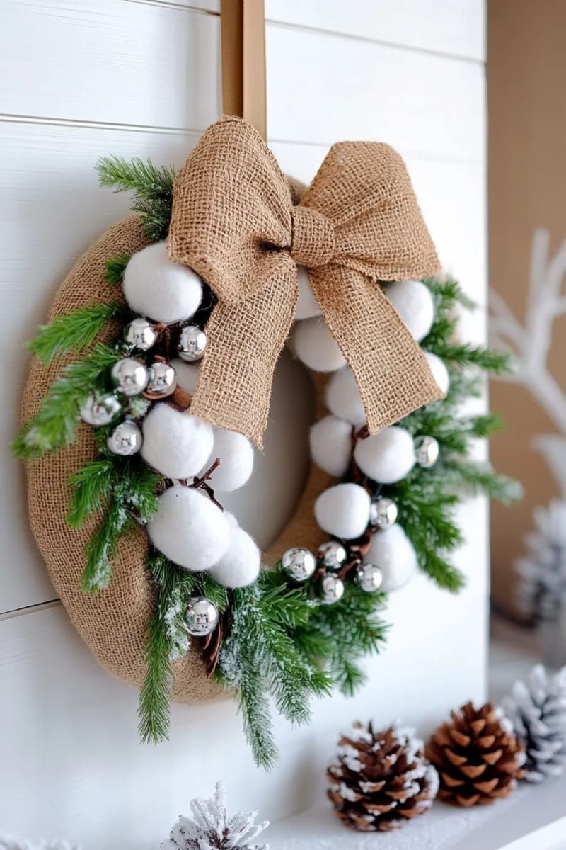 15. Cotton-Wrapped Wreath With Silver Bells - photo 2