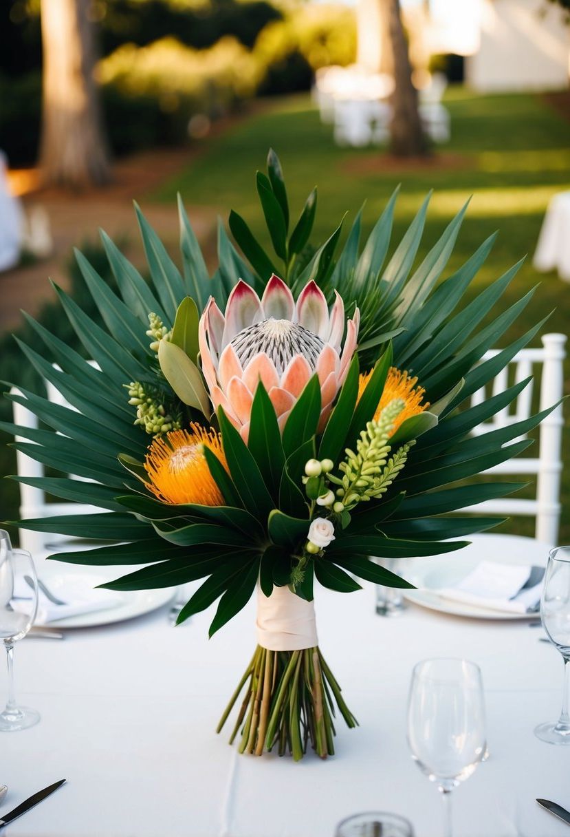 12) Modern Protea and Palm Leaf Looks