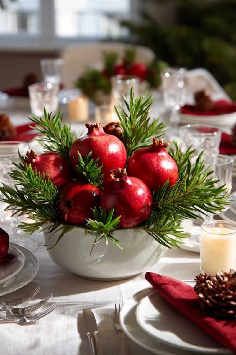 23. Pomegranate and Evergreen Bowl Centerpiece - photo 2
