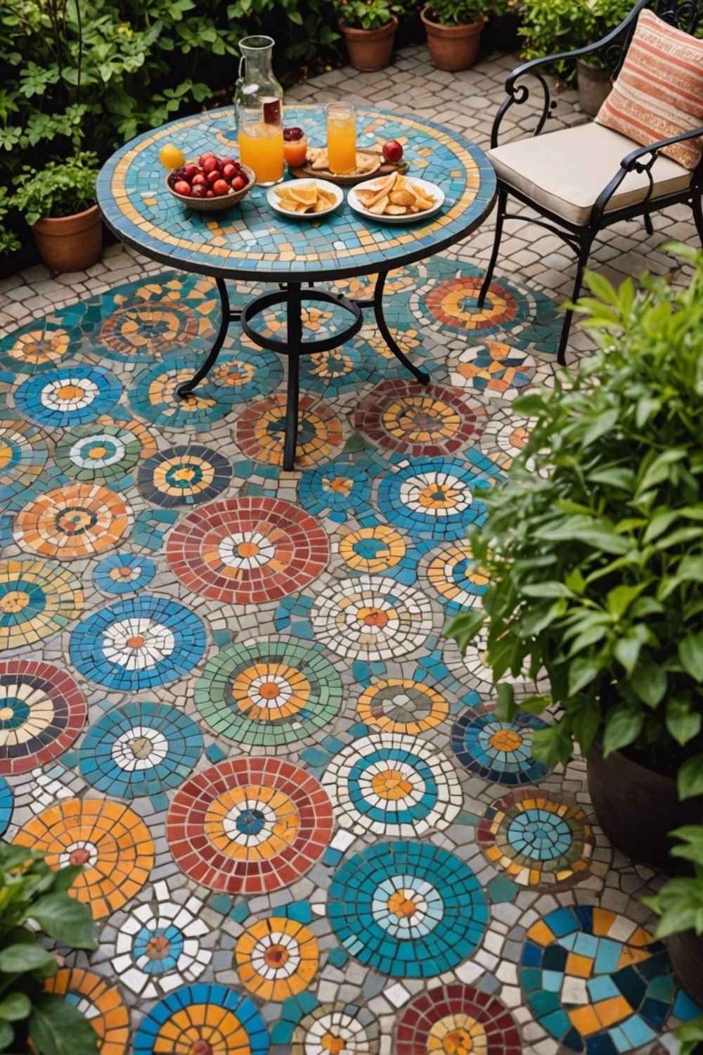 Colorful Mosaic Stone Patio Flooring