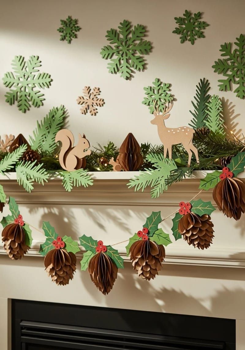 18. Nature-inspired pinecone and holly garland with 3D texture - photo 3
