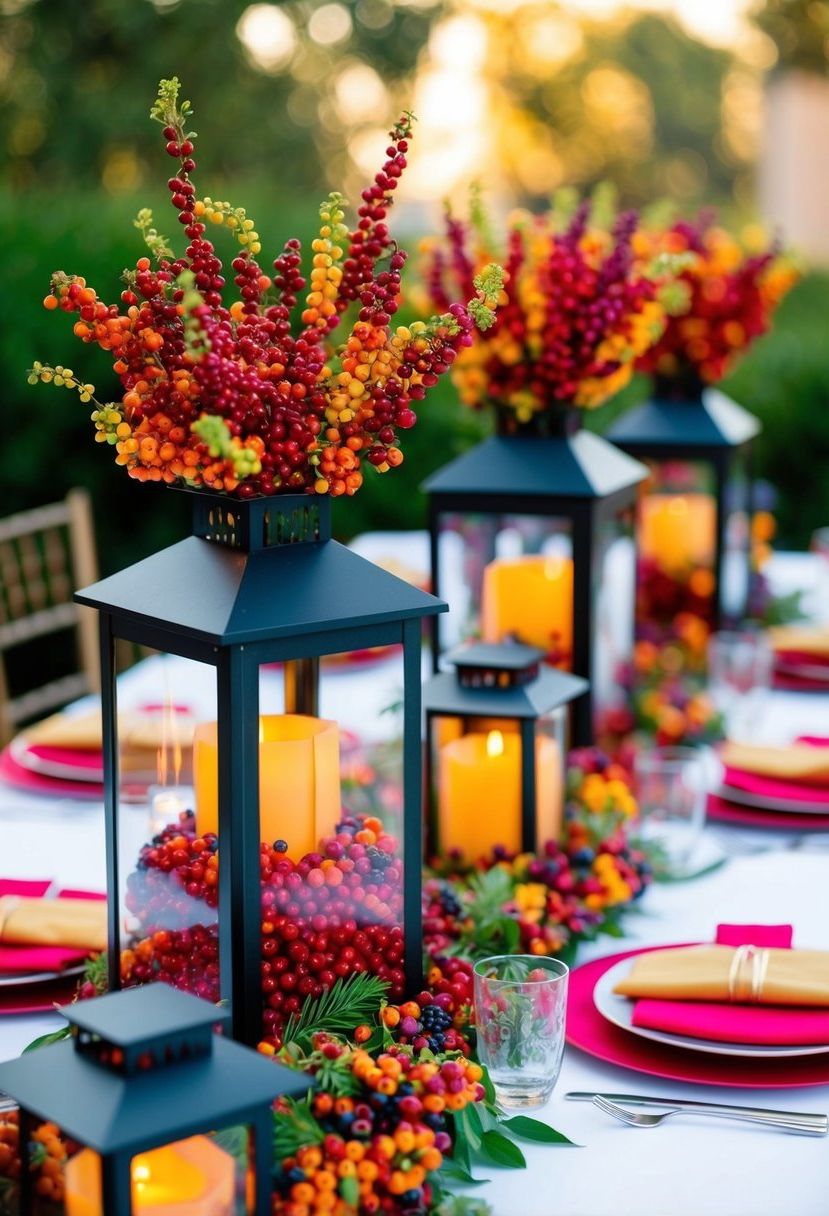 8) Berry-Filled Glass Lanterns