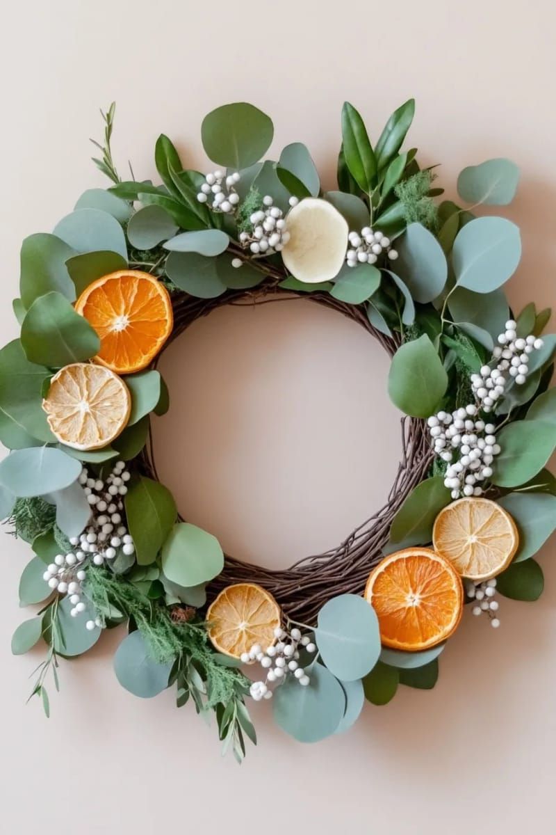 8. Neutral Wreath With Eucalyptus And Dried Oranges