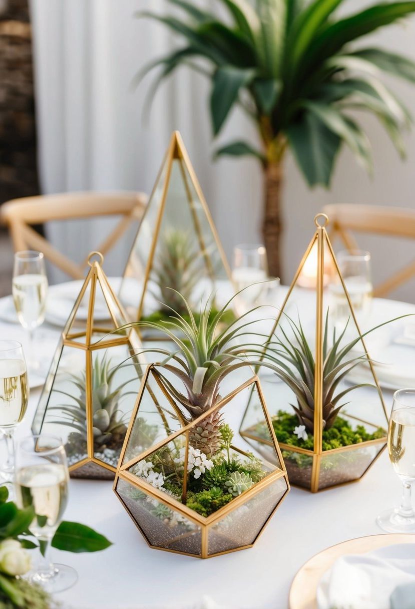 15) Geometric terrariums with air plants