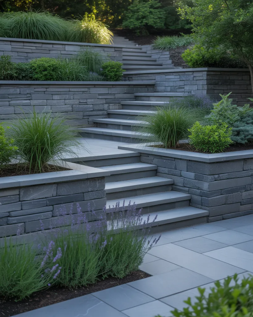 5. Tiered Layouts for Sloped Backyards