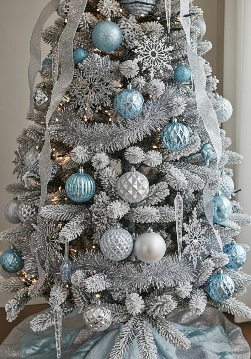 5. Icy blue silver baubles for a winter wonderland tree
