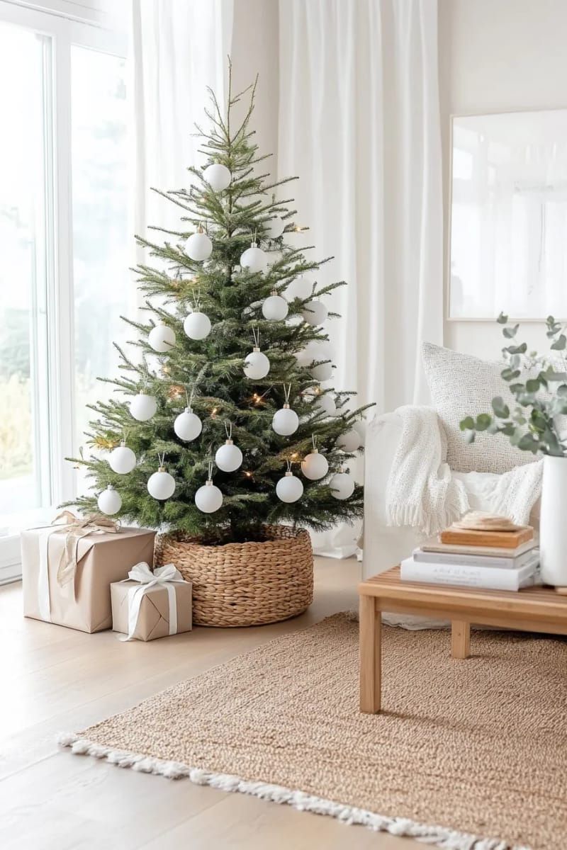 20. Minimalist Tree Decorated With White Globe Ornaments - photo 3