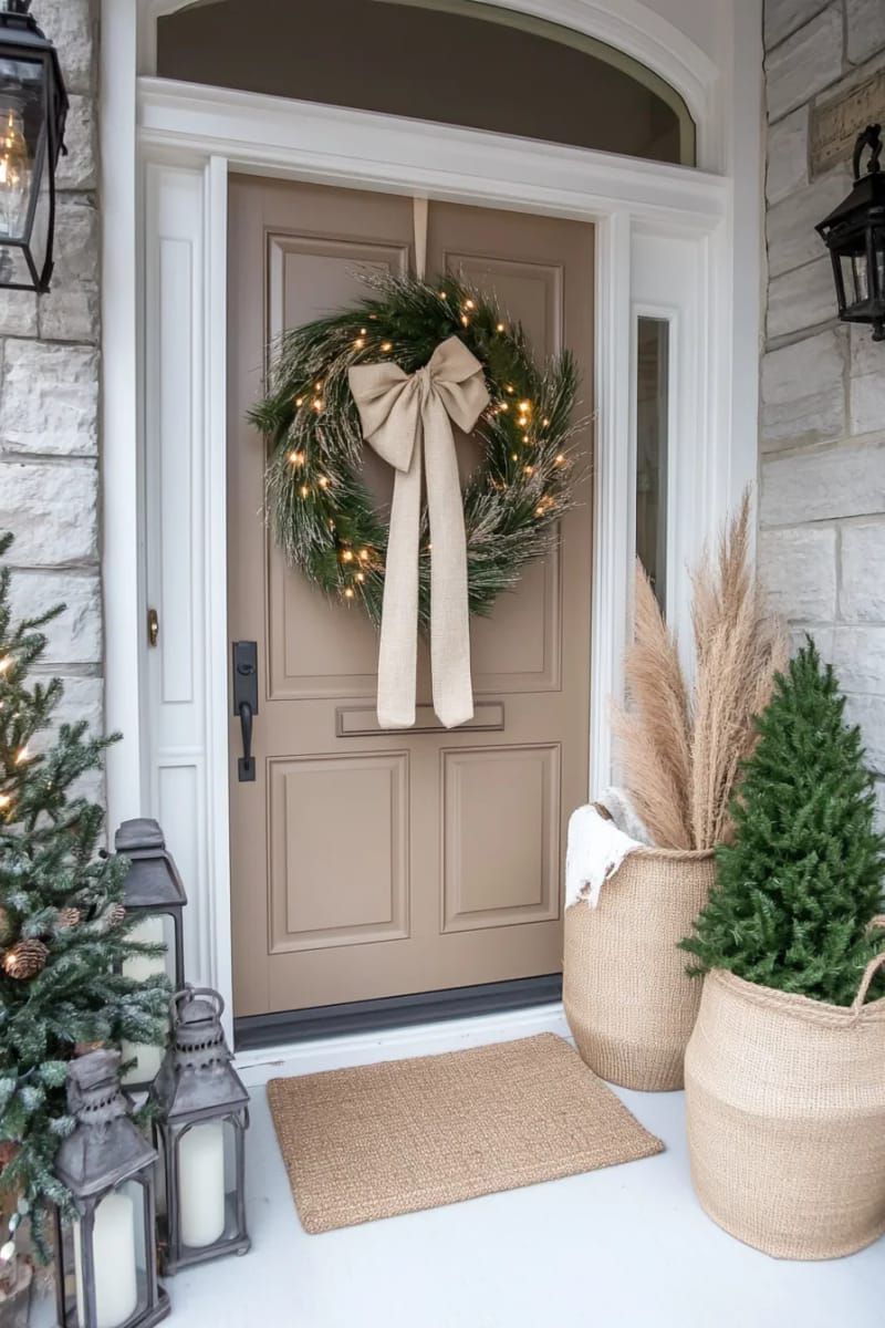 12. Pampas Grass Wreath With Burlap Bow - photo 2