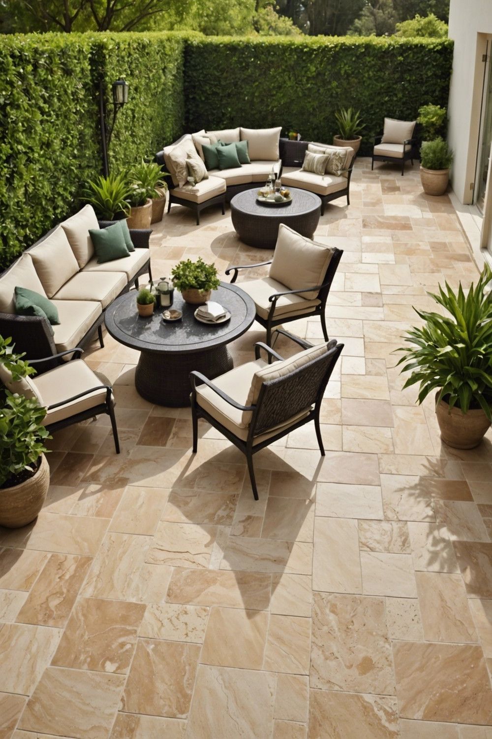 3) Travertine Tile Flooring for an Upscale Patio