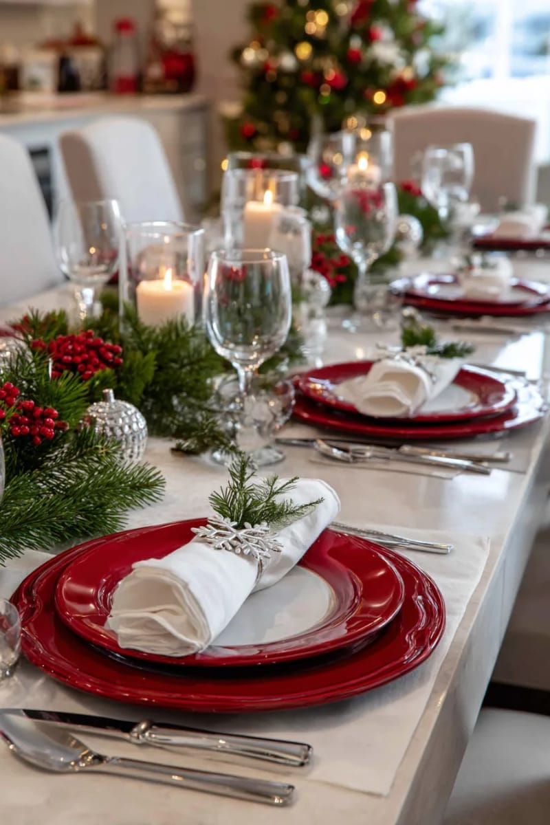 7. Red Chargers With Snowflake Napkin Rings - photo 2
