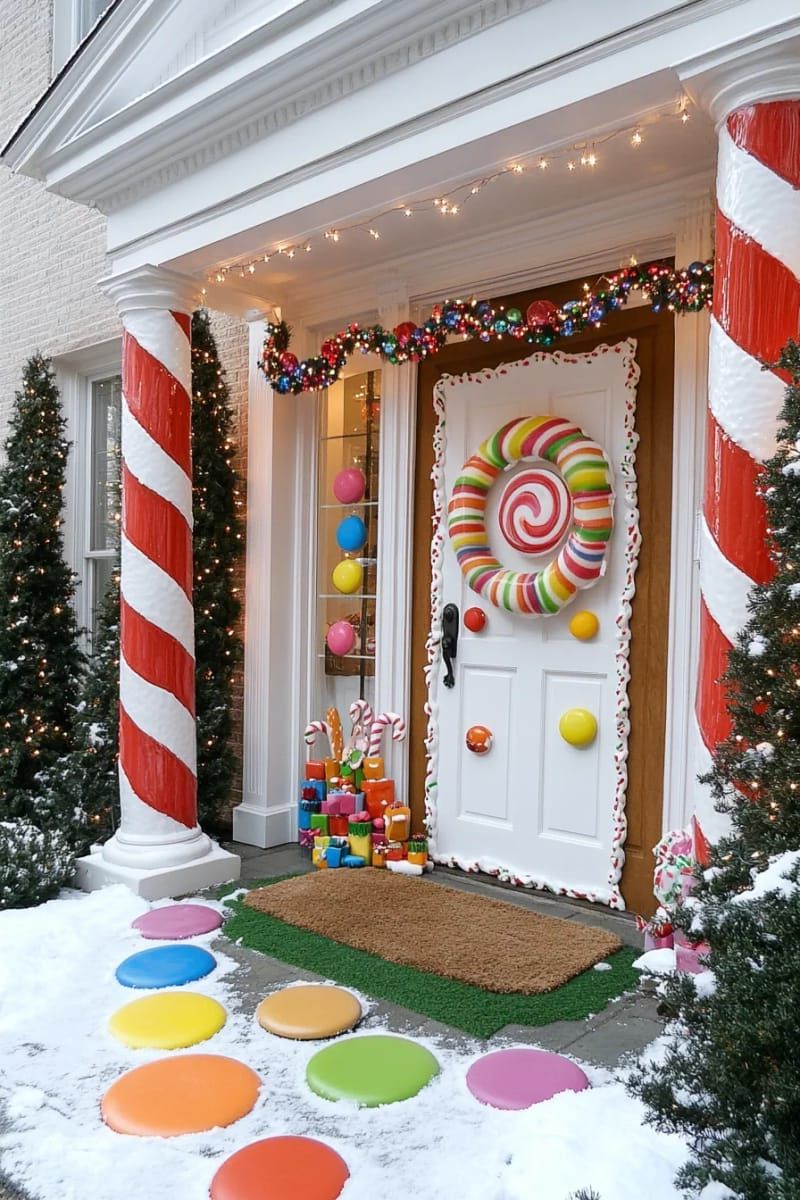 3. Gingerbread House Door with Icing and Gumdrop Path