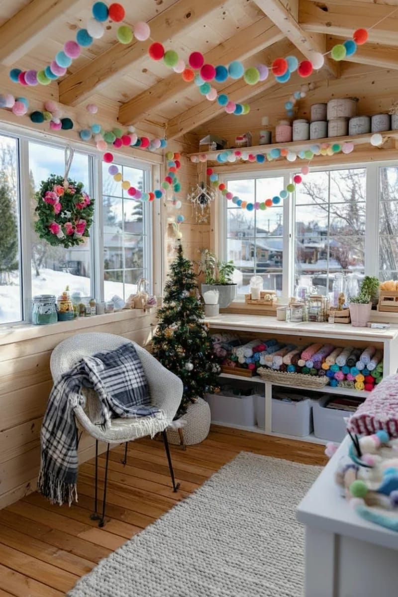 3. Rainbow Felt Ball Garland Decor Idea - photo 3