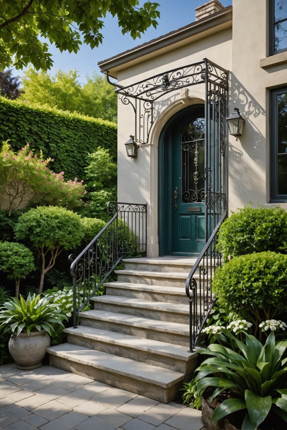 44) Decorative Metal Railing for Backdoor Steps