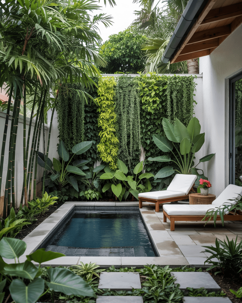 Poolside Privacy With Green Walls