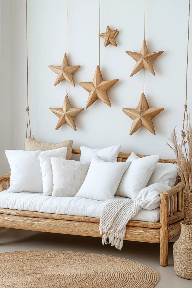 22. Wood Star Ornaments Above A Bed Or Sofa - photo 2