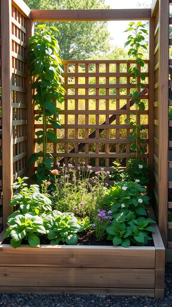 Garden Beds With Lattice Screens
