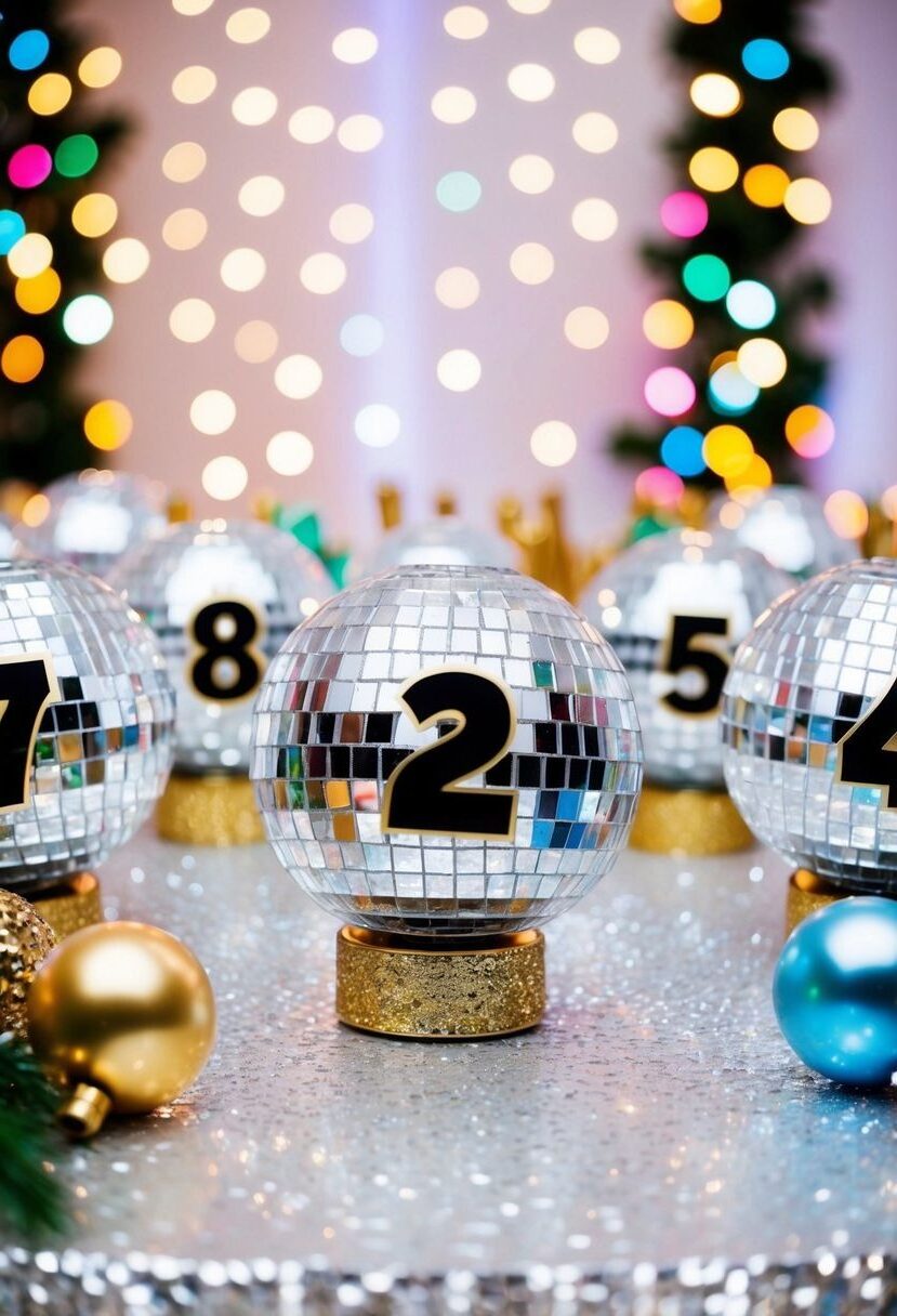 14) Disco Ball Table Number Signs