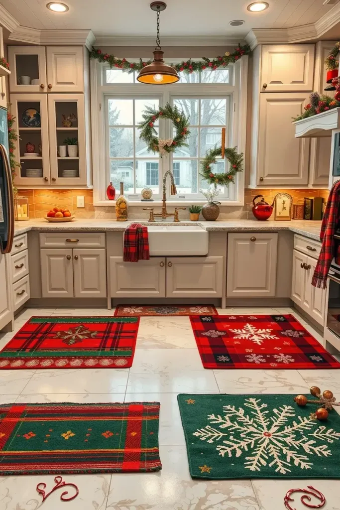 Christmas-Themed Rugs and Mats for the Kitchen Floor