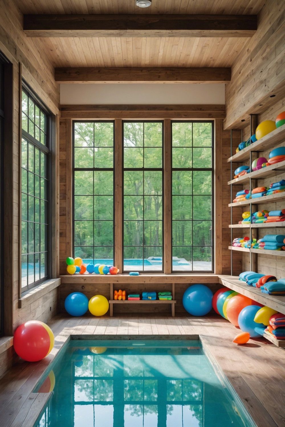 2) Floating Shelves in a Pool House