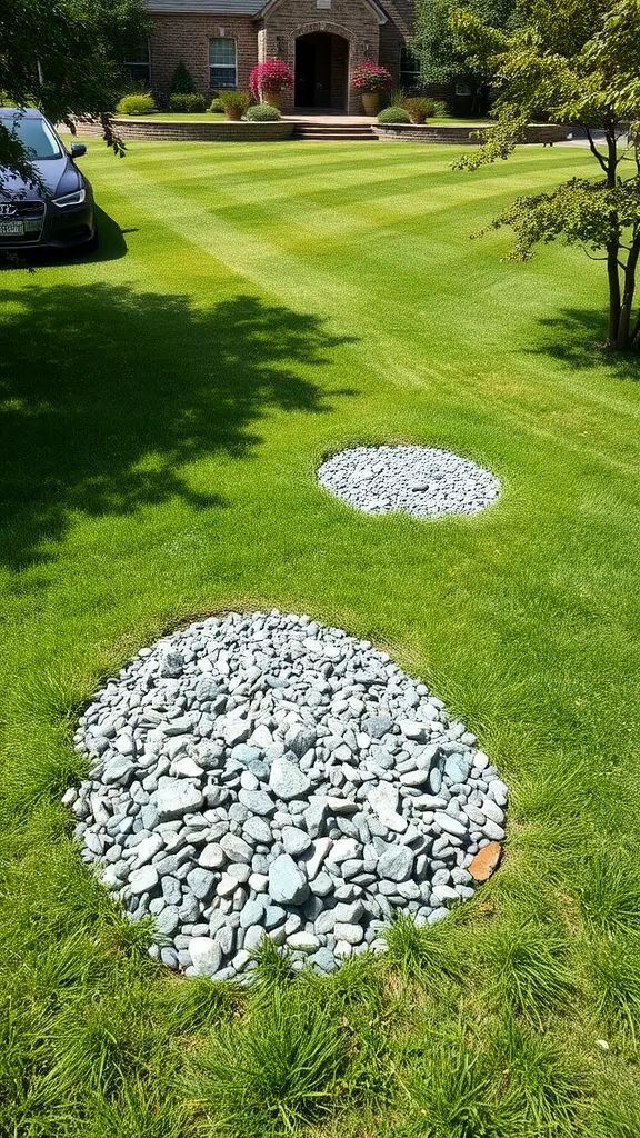 19) Rock Islands Set in a Grassy Yard