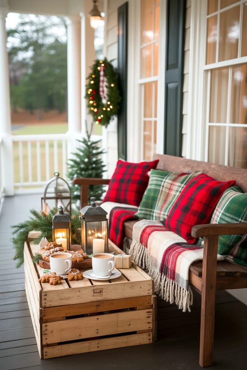 22. Plaid Throws for an Outdoor Farmhouse Look