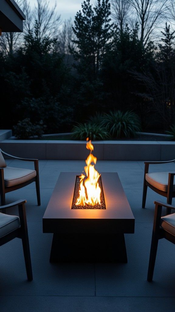 Sleek Fire Table and Lounge Chairs