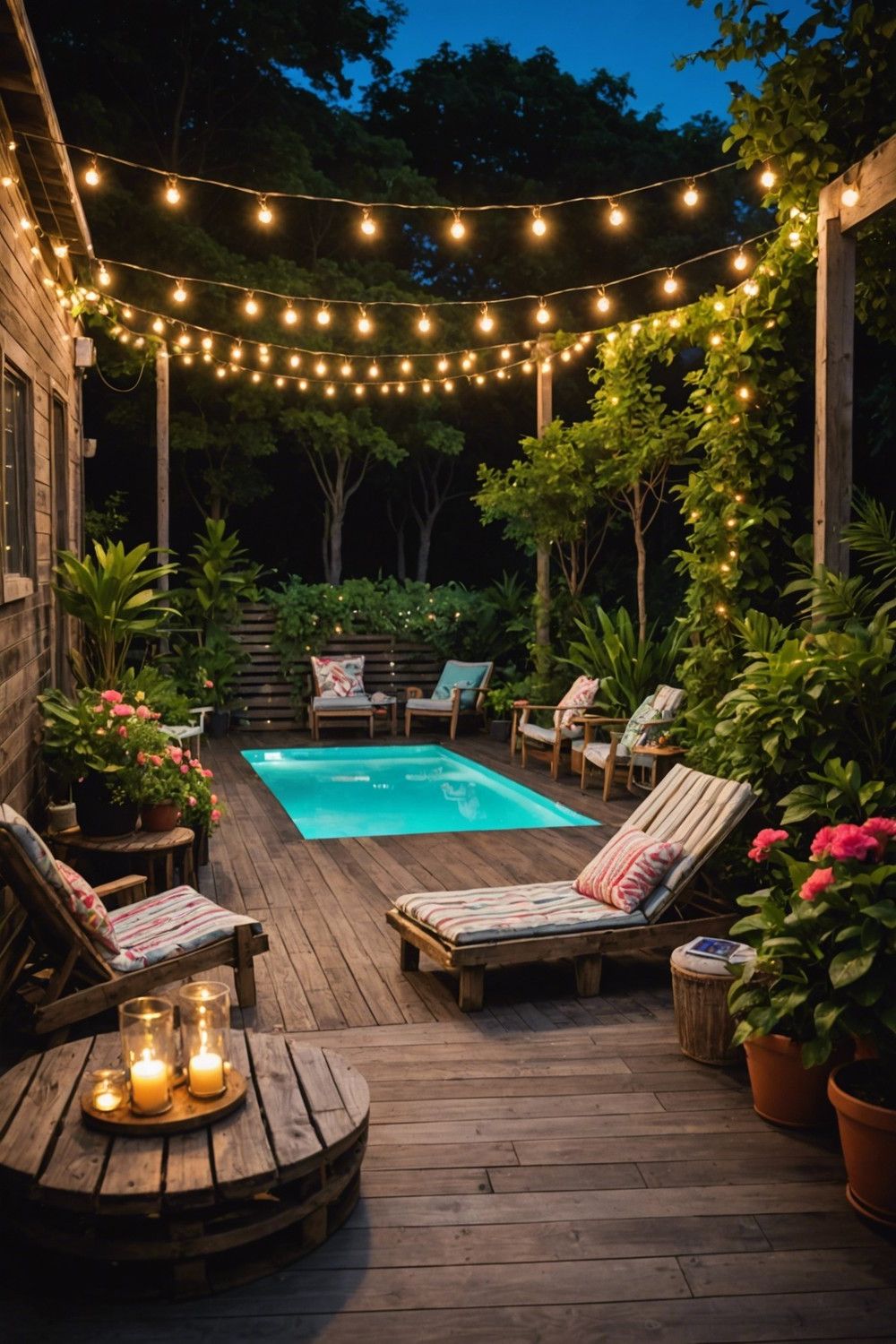 Fairy-Lit Whimsical Pallet Pool Decks