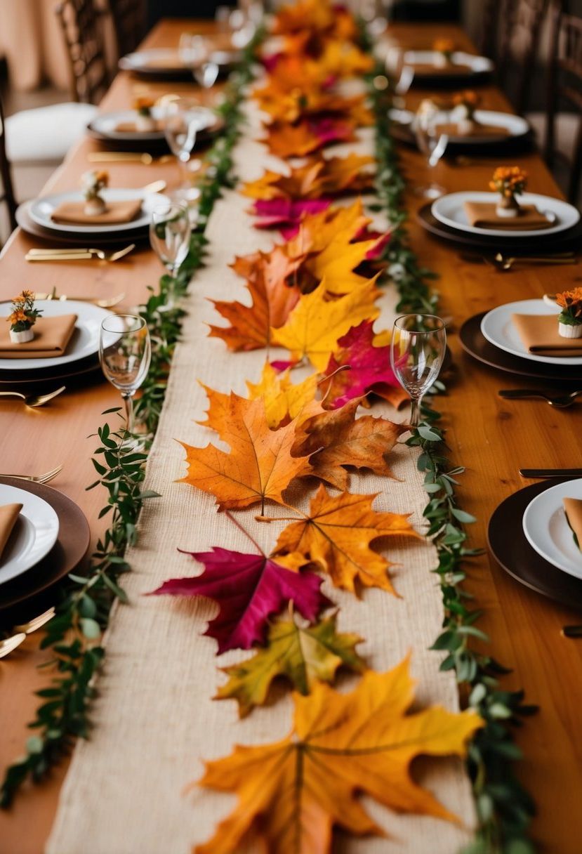 2) Layer Fall Leaves Into Table Runners