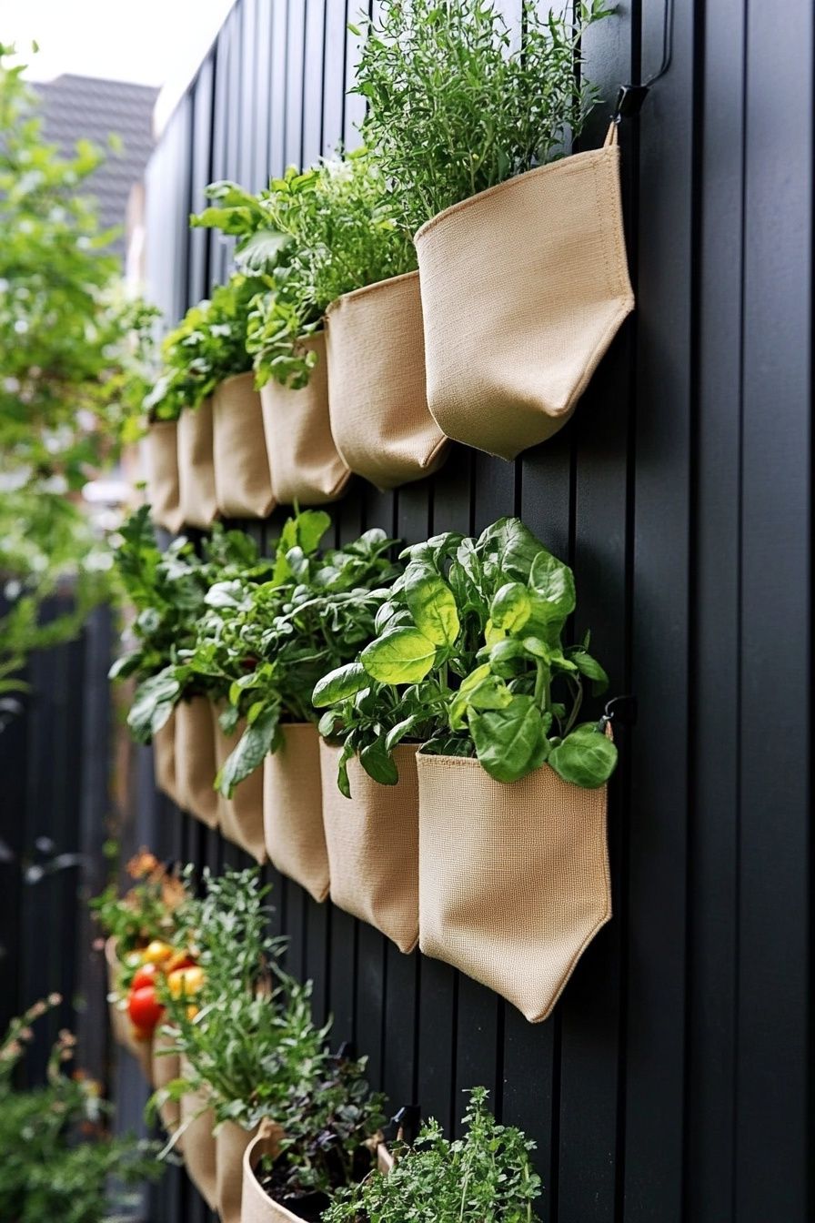 16. Build a Vertical Herb Garden from Fabric Pockets