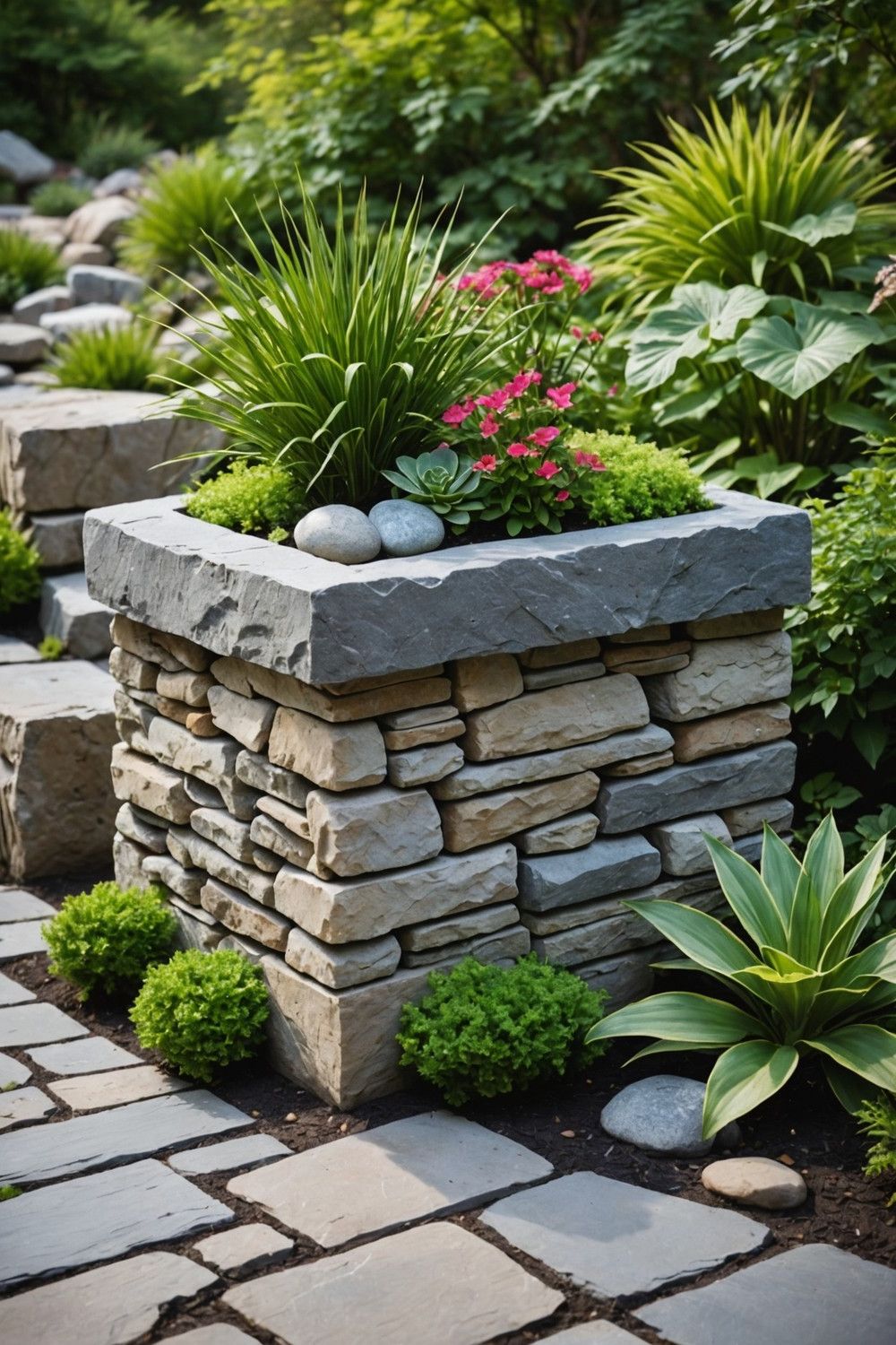 Build Custom Stone Planter Boxes