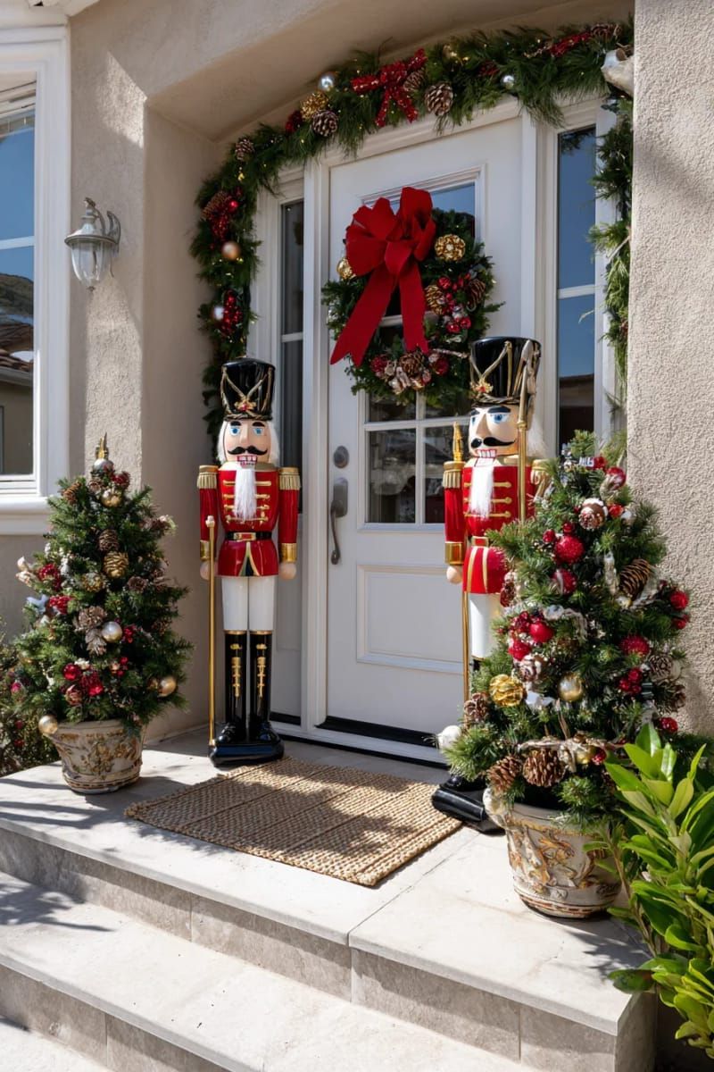 11. Nutcracker Figures Flanking the Front Door