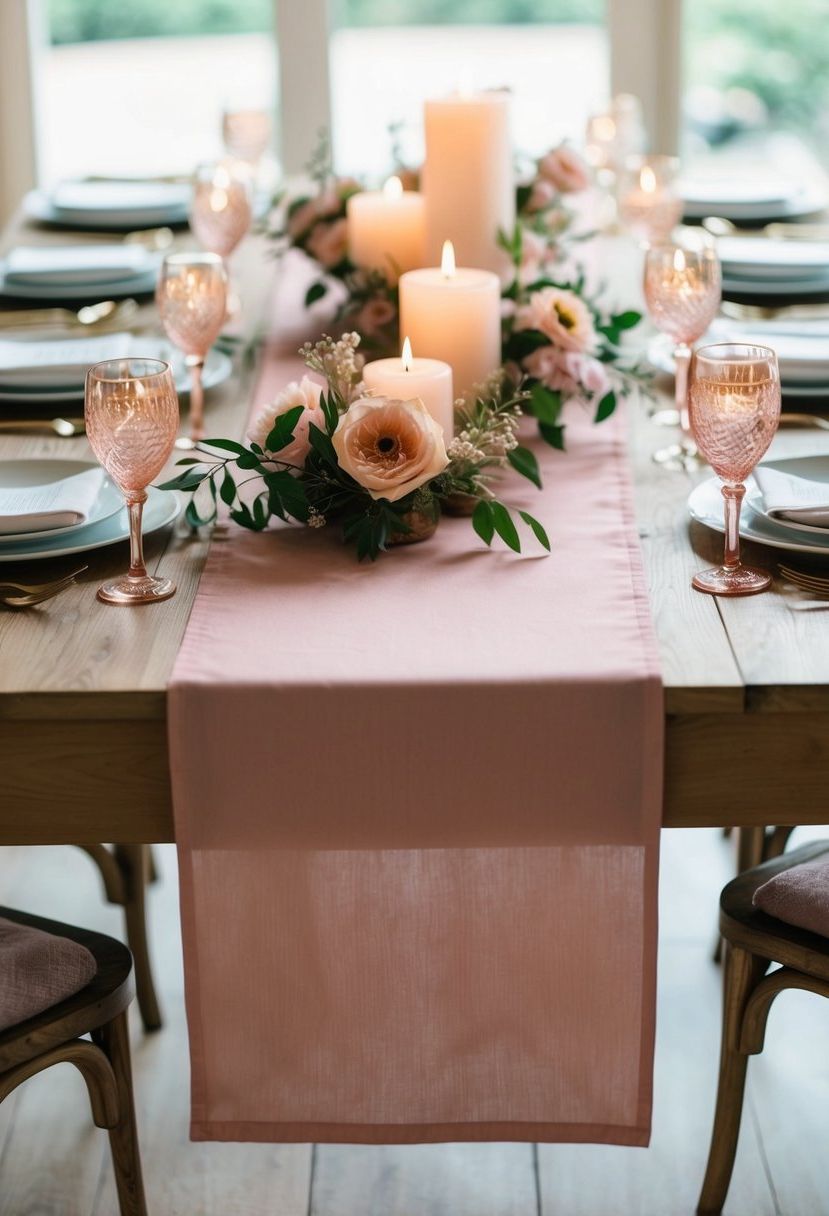 1) Dusty Pink Table Runner Ideas