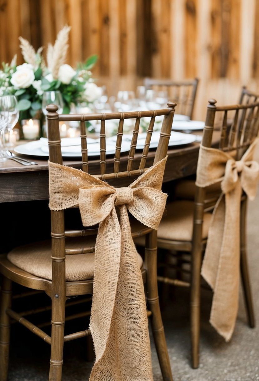 15) Burlap Chair Sashes For Rustic Charm