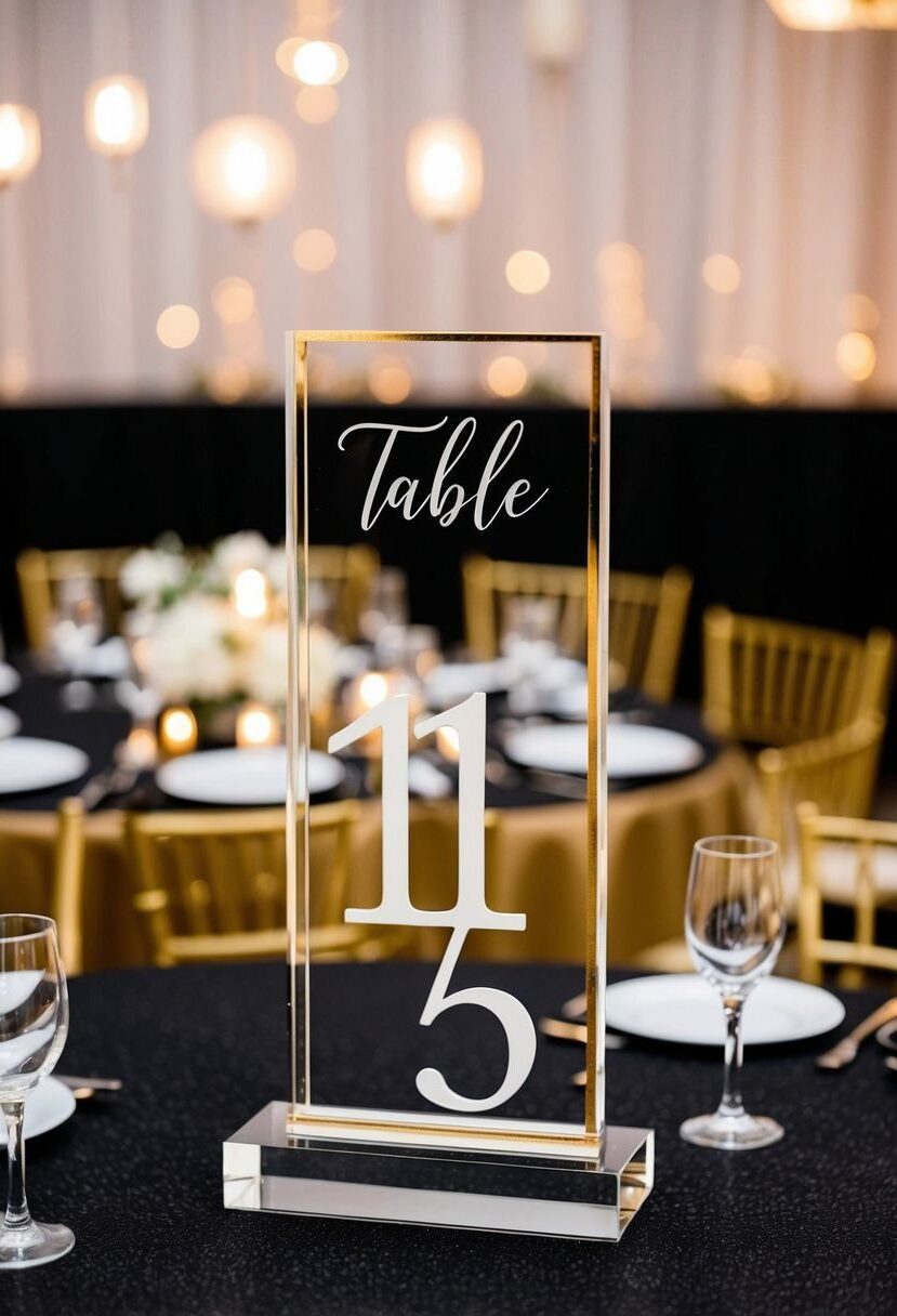 4) Gold-edged 3D acrylic table numbers