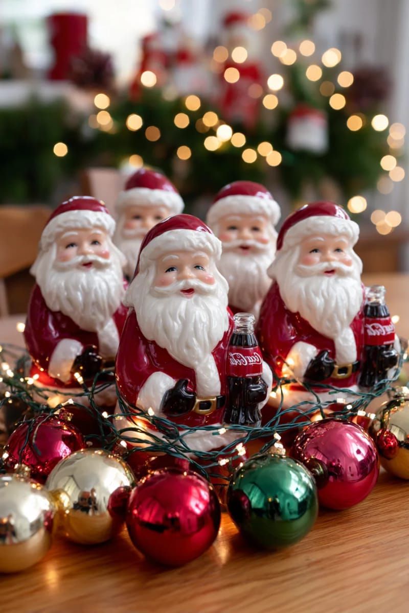 19. Vintage Coca-Cola Santa Statues with Fairy Lights - photo 2