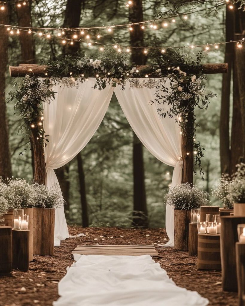 5. A Woodland-Inspired Ceremony Setup