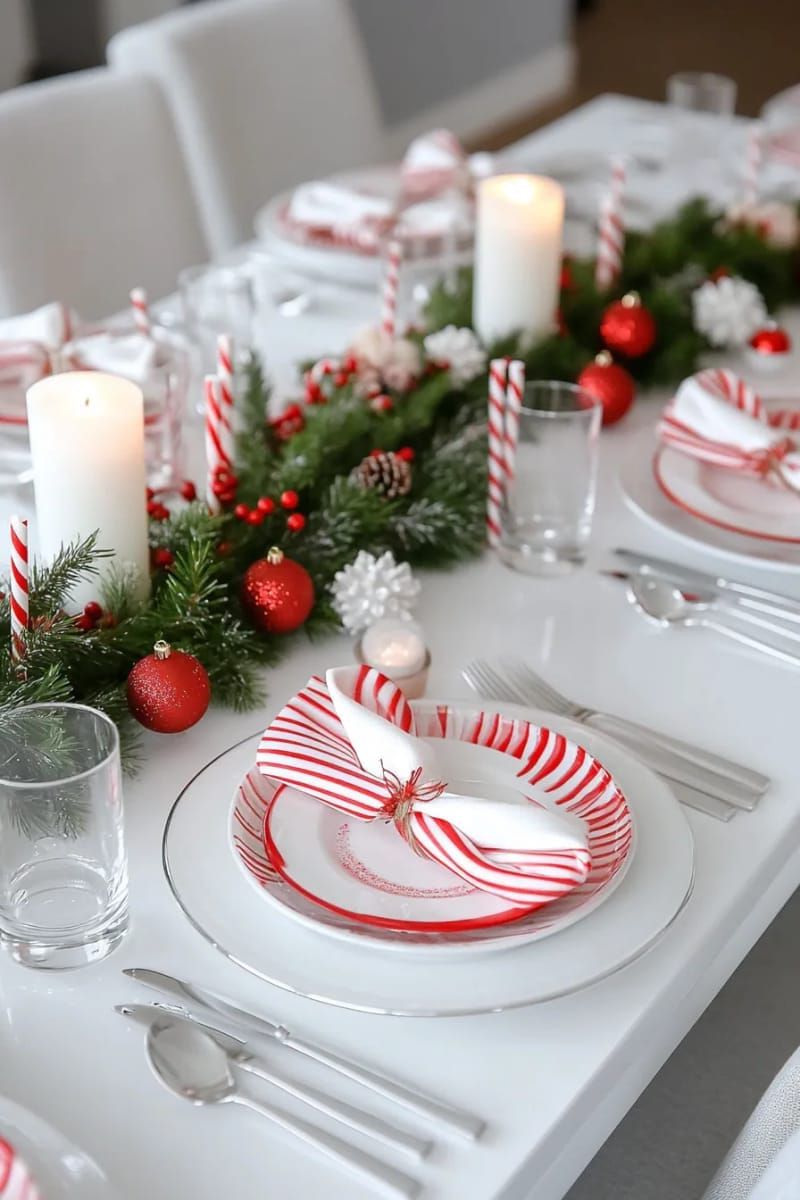 10. Candy Cane Striped Plates and Napkins