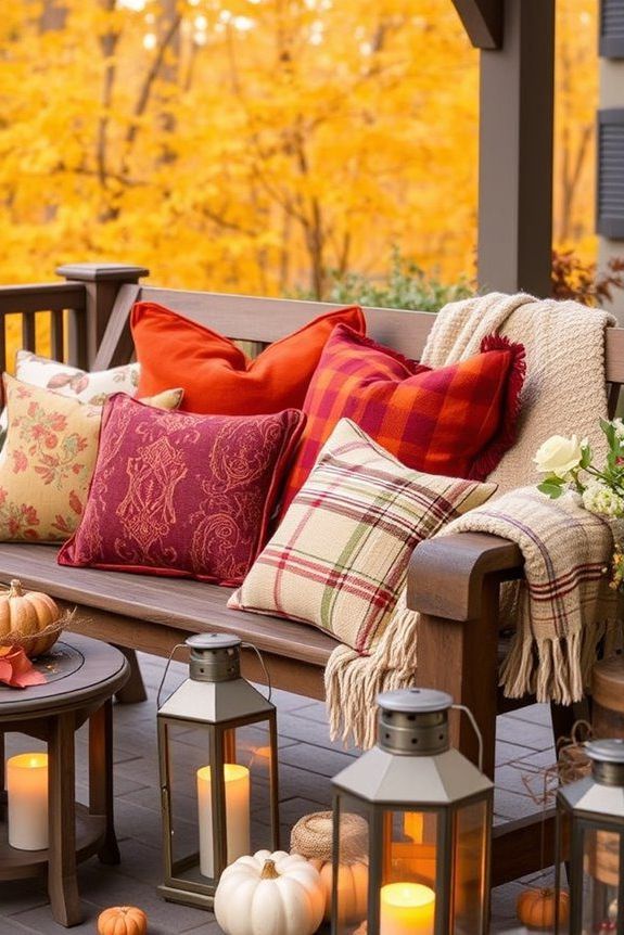 Brighten Cushions with Fall-Colored Textiles