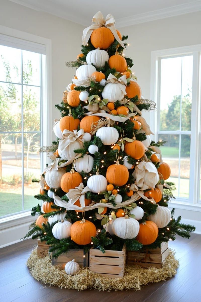 8. Felt Pumpkin Patch Tree with Burlap - photo 2