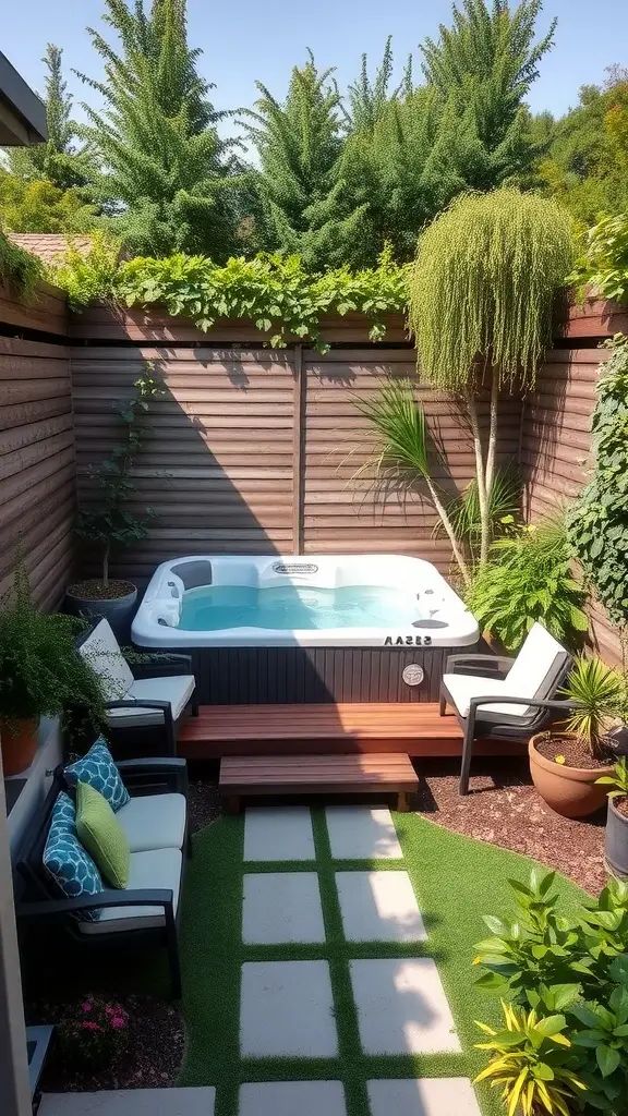 19. Backyard Oasis with a Hot Tub