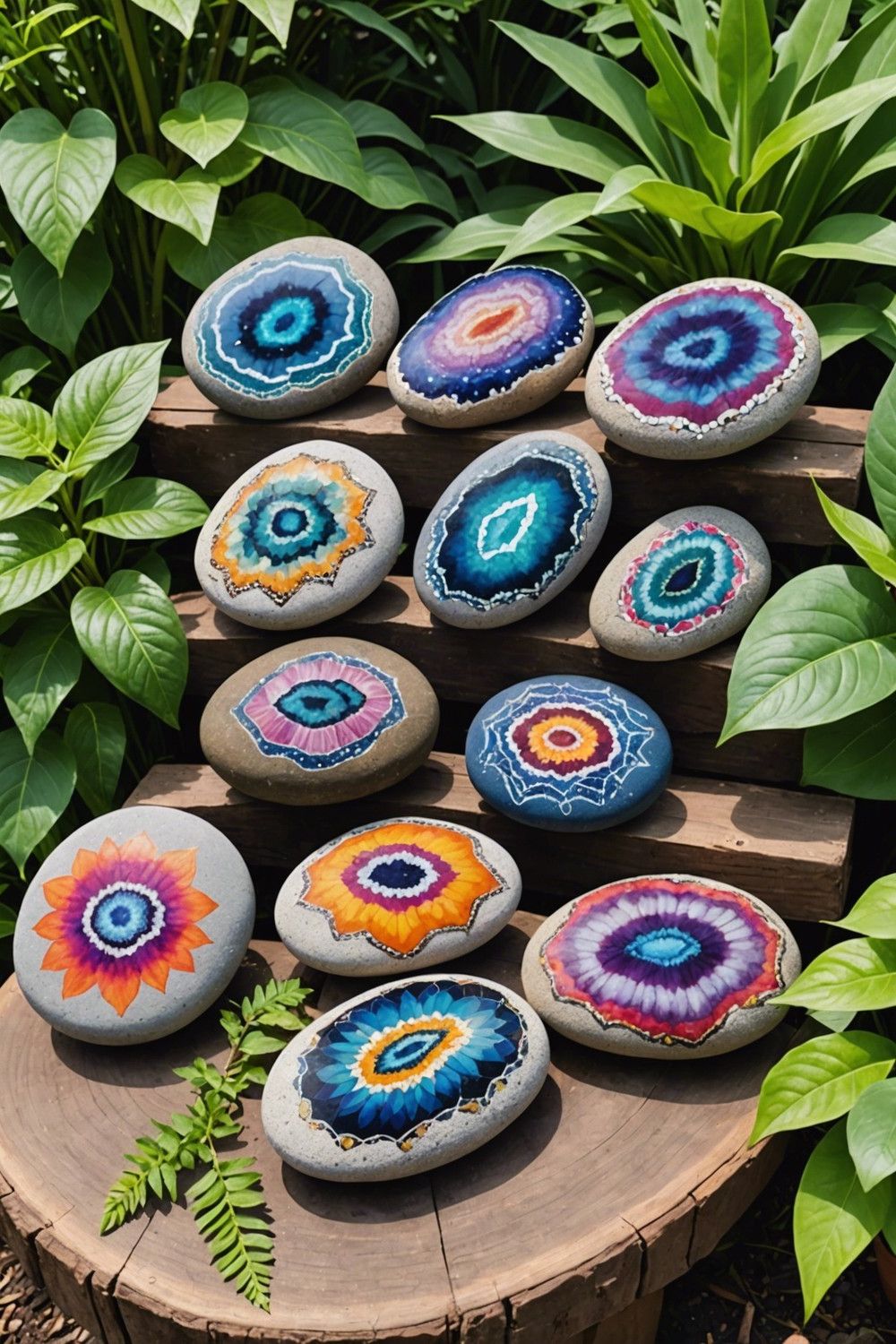 Geode-Style Painted Rock Art