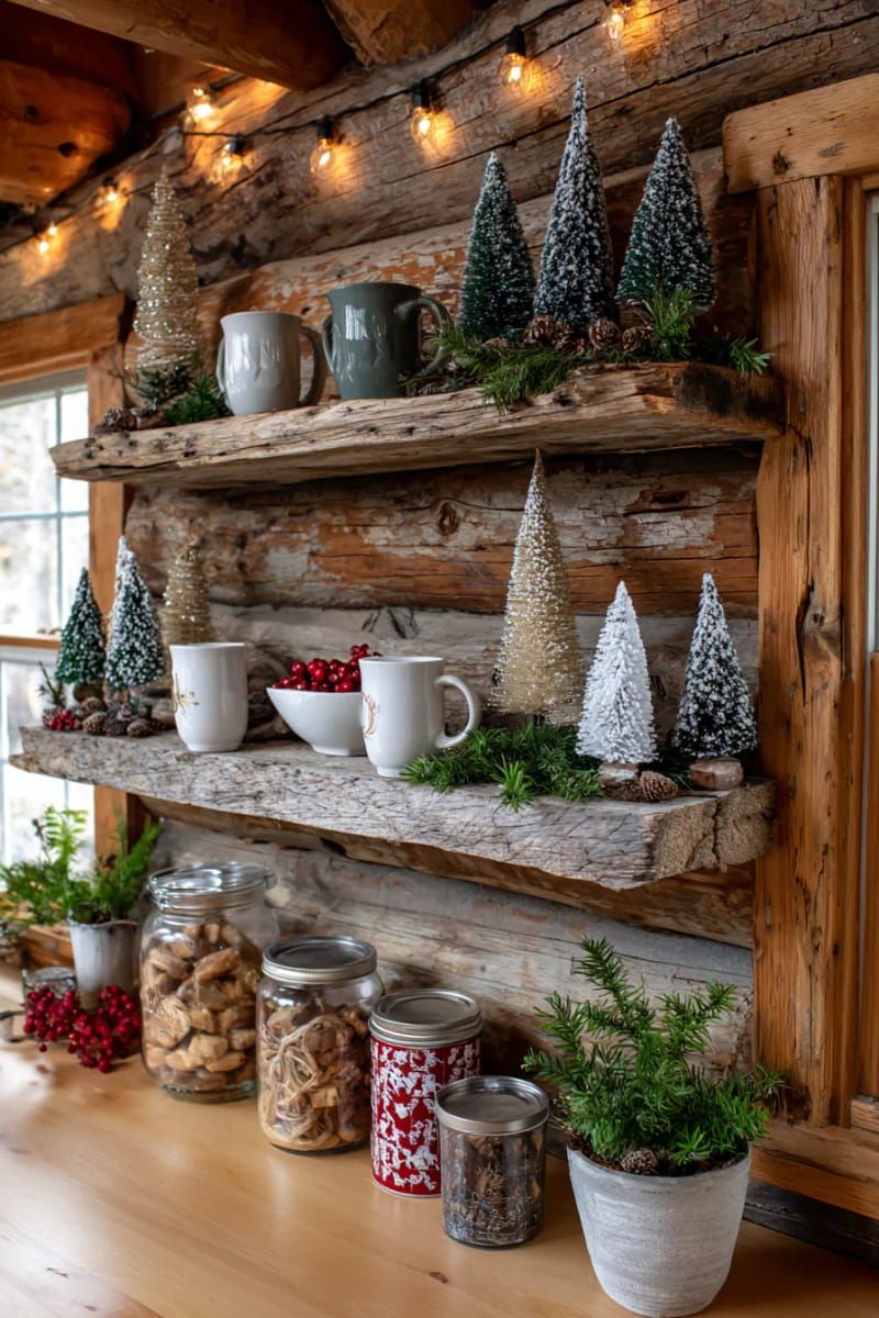 6. Bottle Brush Trees on Reclaimed Wood Shelves - photo 2