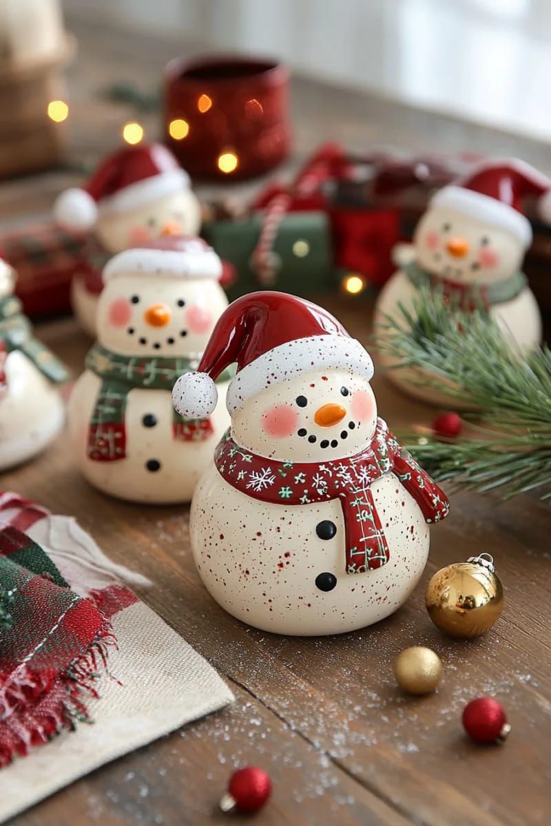 3. Ceramic Santas and Snowmen with Vintage Charm - photo 2