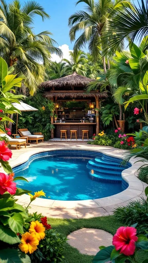 15. Tropical Small Pool Oasis with Tiki Bar